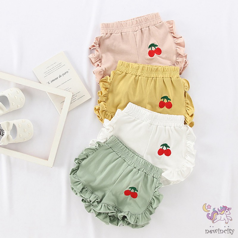 Quần short họa tiết anh đào phong cách Hàn Quốc mùa hè cho bé gái