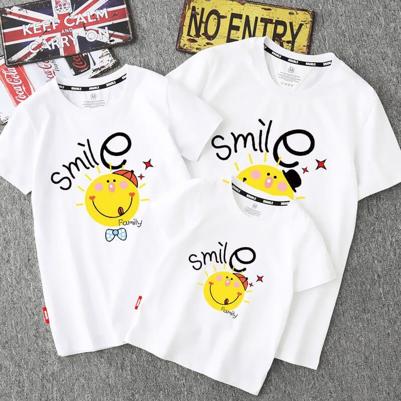 Áo phông (thun) đôi, áo gia đình Smile trắng
