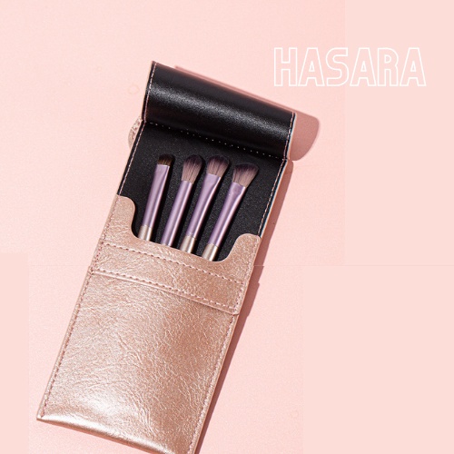 Bộ 4 cọ đánh phấn mắt lông mềm, bộ cọ trang điểm cá nhân bao da cao cấp HC006 - Hasara