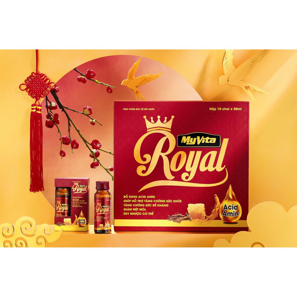 Nước uống hỗ trợ tăng cường sức khỏe MyVita Royal - Set 5 hộp 10 chai tặng 02 hộp 10 chai