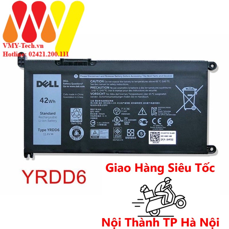 Pin Laptop Dell Inspiron 3580, 5481, 3493, 5480, 7586, YRDD6, WDX0R (42Wh)