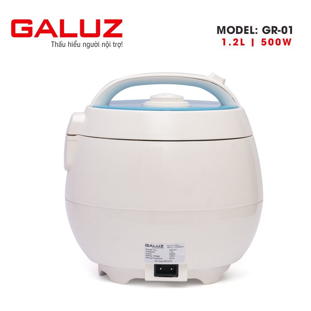 tuy994 [FOLLOW NHẬN MÃ 100K] Nồi cơm điện mini Galuz GR01 dung tích 1.2L, công suất 500W dành cho 1 - 3 người