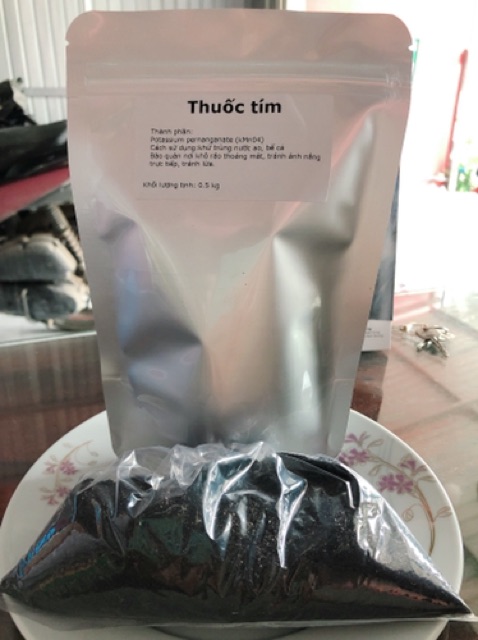 Thuốc tím KMnO4 - khử trùng nước - gói 500g