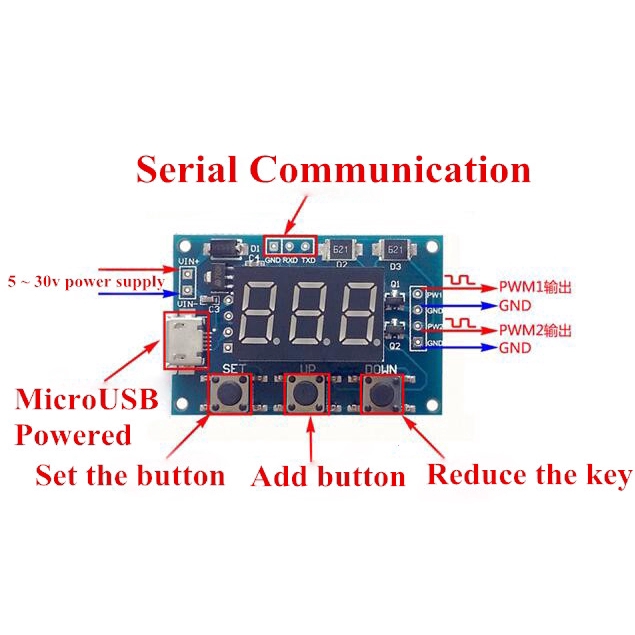 2 Channel PWM Generator Duty Cycle Pulse Frequency Module LED Digital Tube Board Module XY-PWM