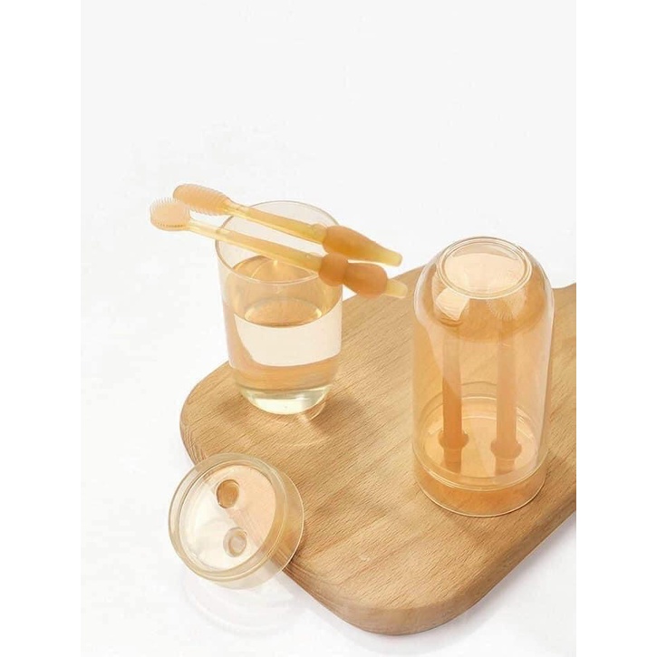 Set rơ lưỡi và bản chải silicon kèm cốc cho bé từ 0 tháng