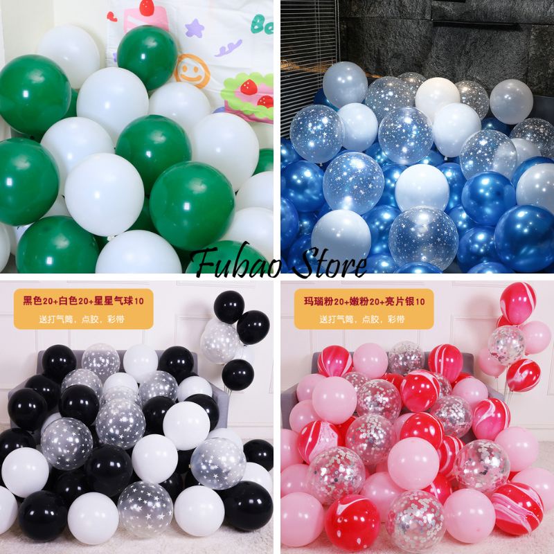 Set bóng mix màu trang trí sinh nhật, party, kèm bóng in hình ngôi sao Fubao Store