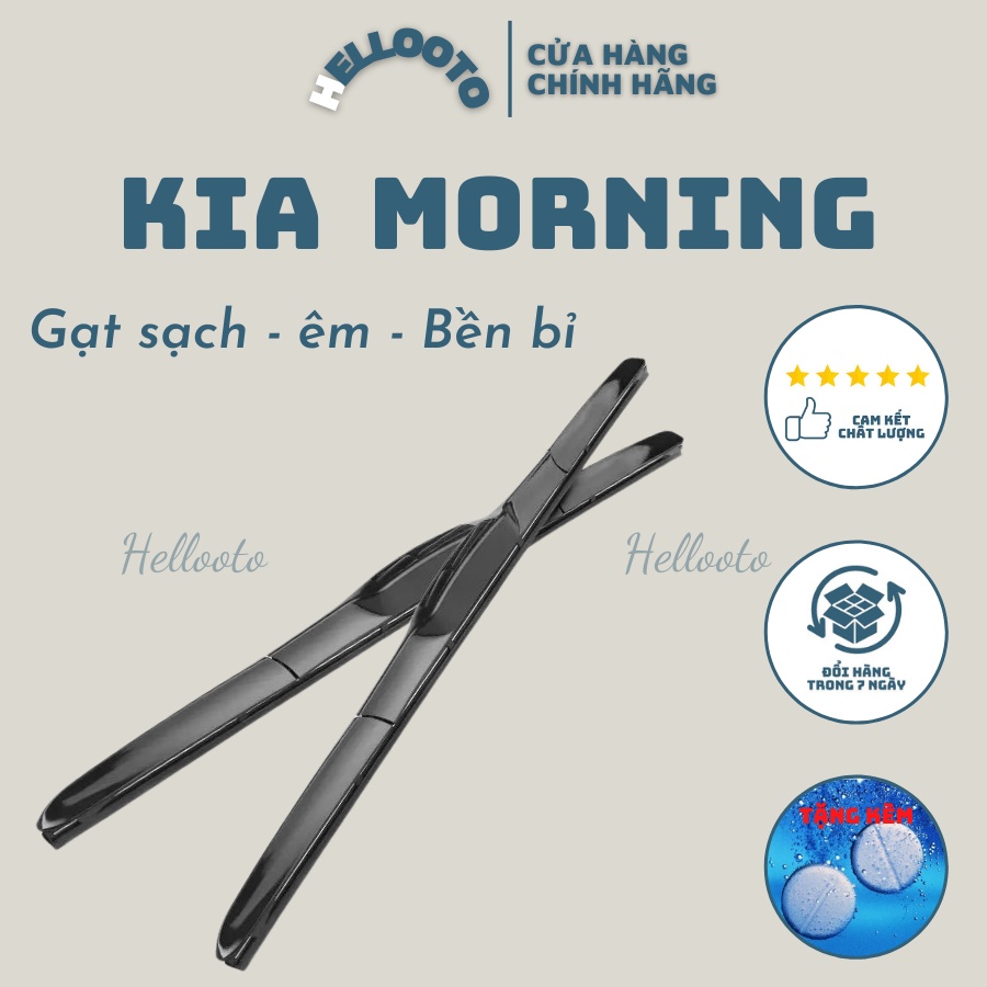 Gạt mưa ô tô, Gạt mưa silicone DOLY 3 khúc cao cấp xe Kia Morning 2006 đến 2020 + tặng kèm 3 viên sủi kính