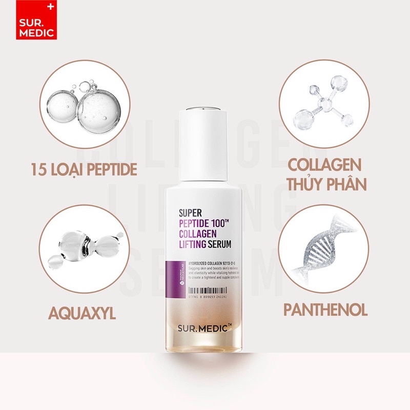 Tinh chất serum phục hồi Sur.medic super peptide 100TM COLLAGEN LIFTING serum 50ml sur medic tinh chất serum phục hồi