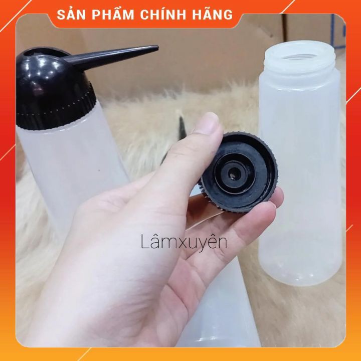 Bình châm có vạch chia, bình xịt tra thuốc dập tóc NẮP ĐEN  FREESHIP  chất  nhựa dẻo , nhỏ gọn , chuyên dụng cho salon