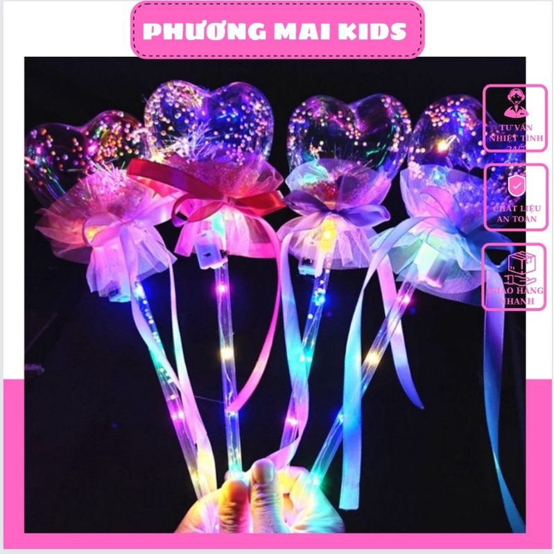 Gậy phát sáng đũa thần, bóng sáng đồ chơi cho bé hình Trái Tim, tròn, ngôi sao- đồ chơi trung thu
