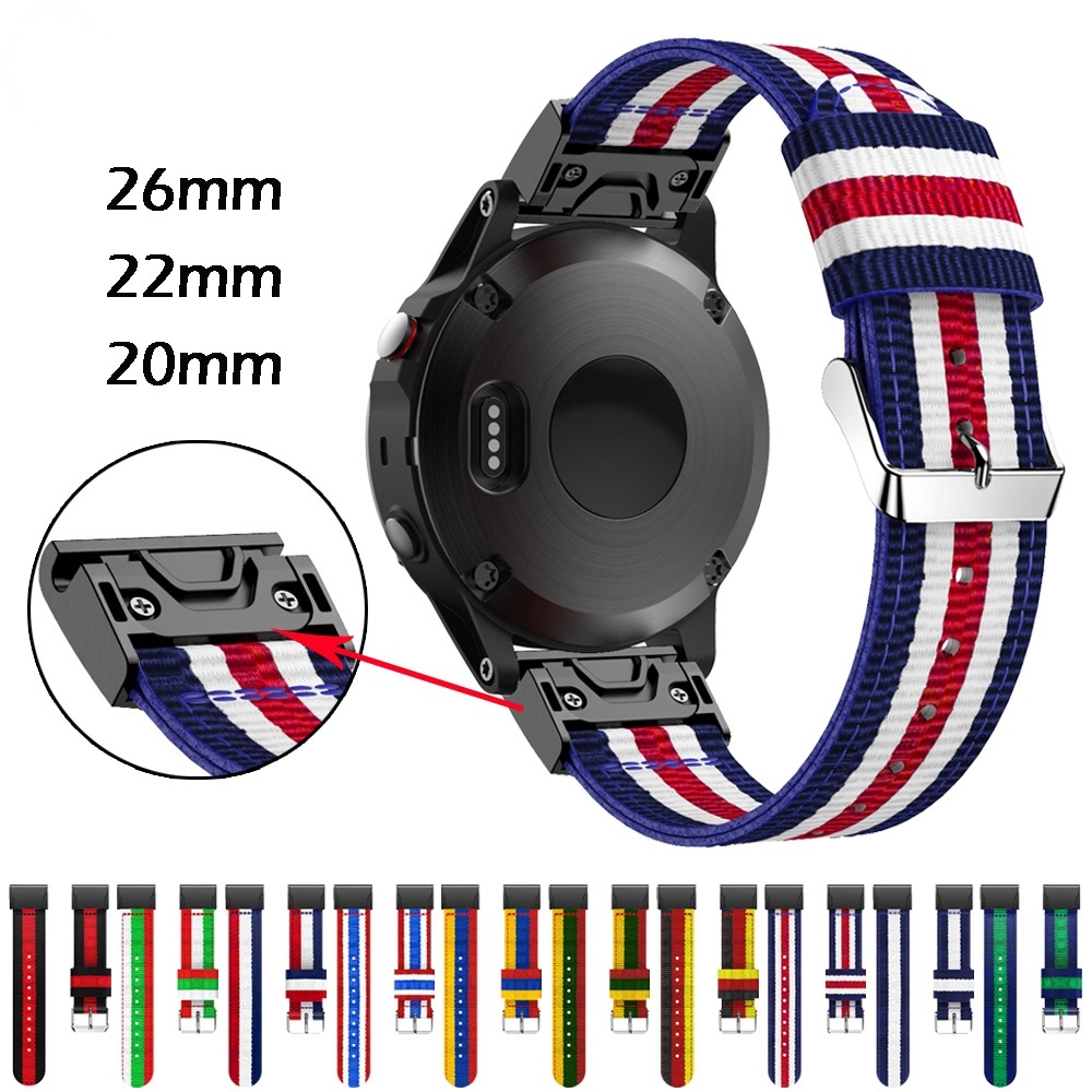 Dây Đeo Bằng Nylon 20Mm 22mm 26mm Cho Đồng Hồ Garmin Fenix 5/5X/5s Plus 6/6X/6S