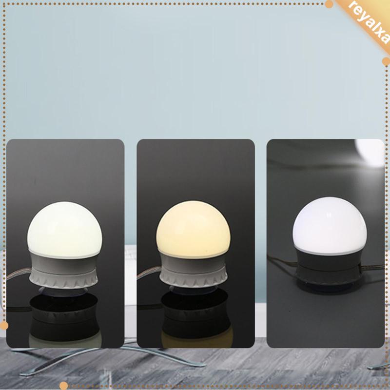 Đèn LED 10 Bóng Gắn Gương Trang Điểm Có Cốc Hút Sử Dụng Pin Để Bàn Trang Điểm