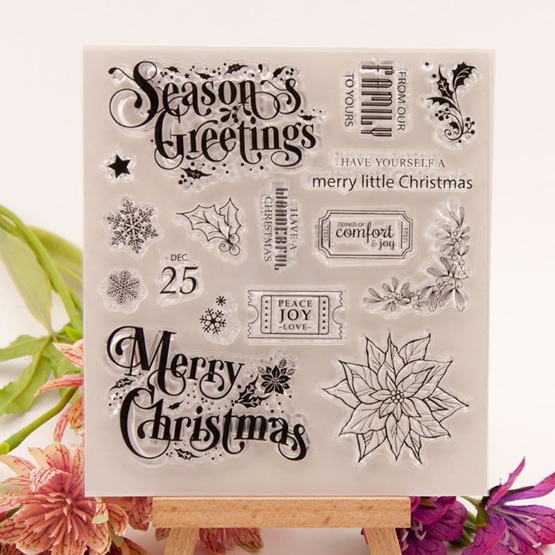 Con dấu silicon trong suốt họa tiết hình bông tuyết giáng sinh trang trí scrapbook