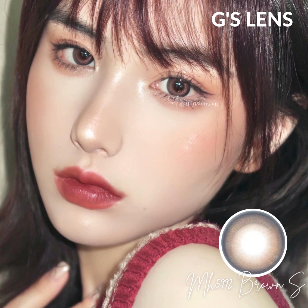 Lens Mắt Kính Áp Tròng Nâu Xanh Siêu Hot Douyin Size S 14.2mm Có 0 Đến 6 Độ Cận Mh5992 Brown