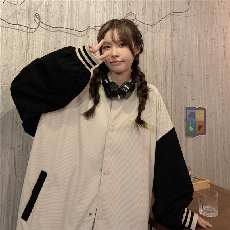 Áo khoác ngoài bomber nữ form rộng phong cách hàn quốc thời trang unisex Áo khoác bomber nữ form rộng nhung tăm 2 lớp