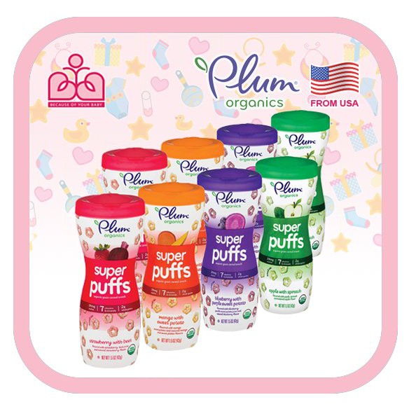 (Nhập US) Bánh ăn dặm hữu cơ PLUM cho bé từ 6 tháng (Date từ tháng 7/2022)