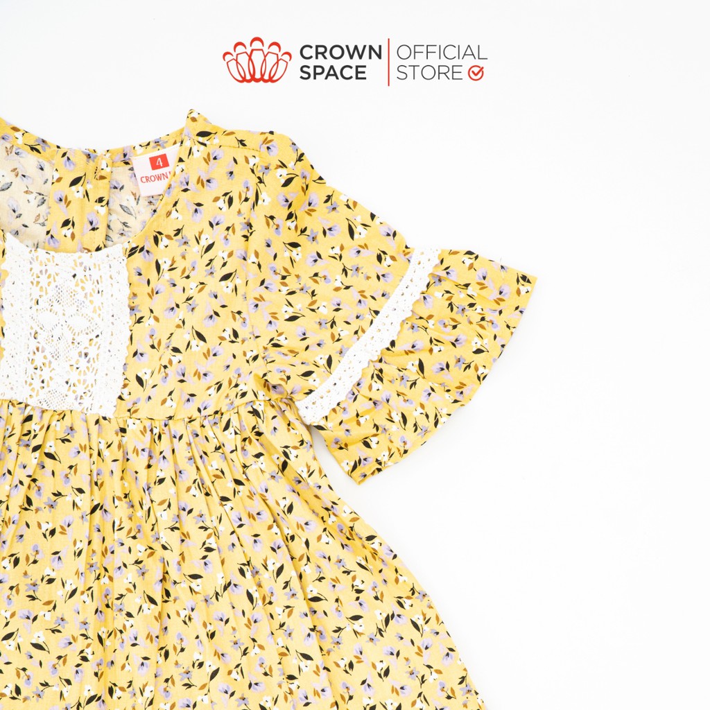 [Mã FARSBR242 giảm 15% đơn 99K] Váy Hoa Nhí Vàng Mật Ong Cho Bé Gái Chính Hãng Crown Kids CKGS2810602.Y Từ Size 4-9