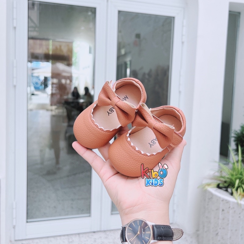 Giày Bé Gái - Giày búp bê da mềm phong cách Vintage Hàn Quốc có quai dán BB444