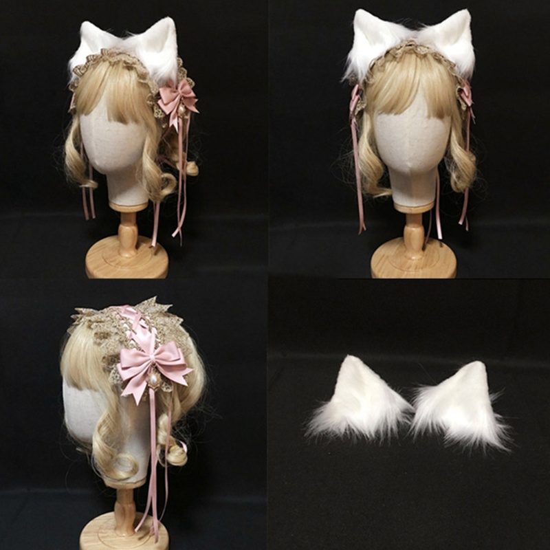 Băng Đô Tai Mèo Phối Ren Và Ruy Băng Phong Cách Lolita Nhật Bản