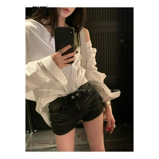 Quần Short Denim Nữ Mùa Hè Cao Cấp Ôm Hơn Nhìn Quần Jean Nóng Bé Gái Quần Nóng Mỹ Retro Skinny Quần