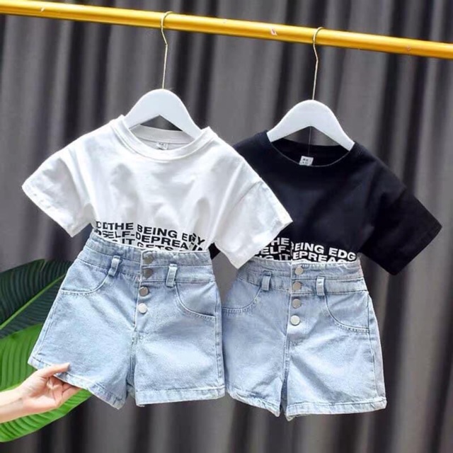 SET ÁO CROPTOP + QUẦN JEAN MỀM CHO BÉ