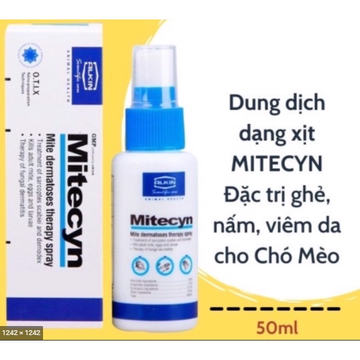 HÀNG CHUẨN ALKIN - XỊT TRỊ GHẺ VÀ PHỤC HỒI TỔN THƯƠNG DA MYTECYN CHO CHÓ MÈO