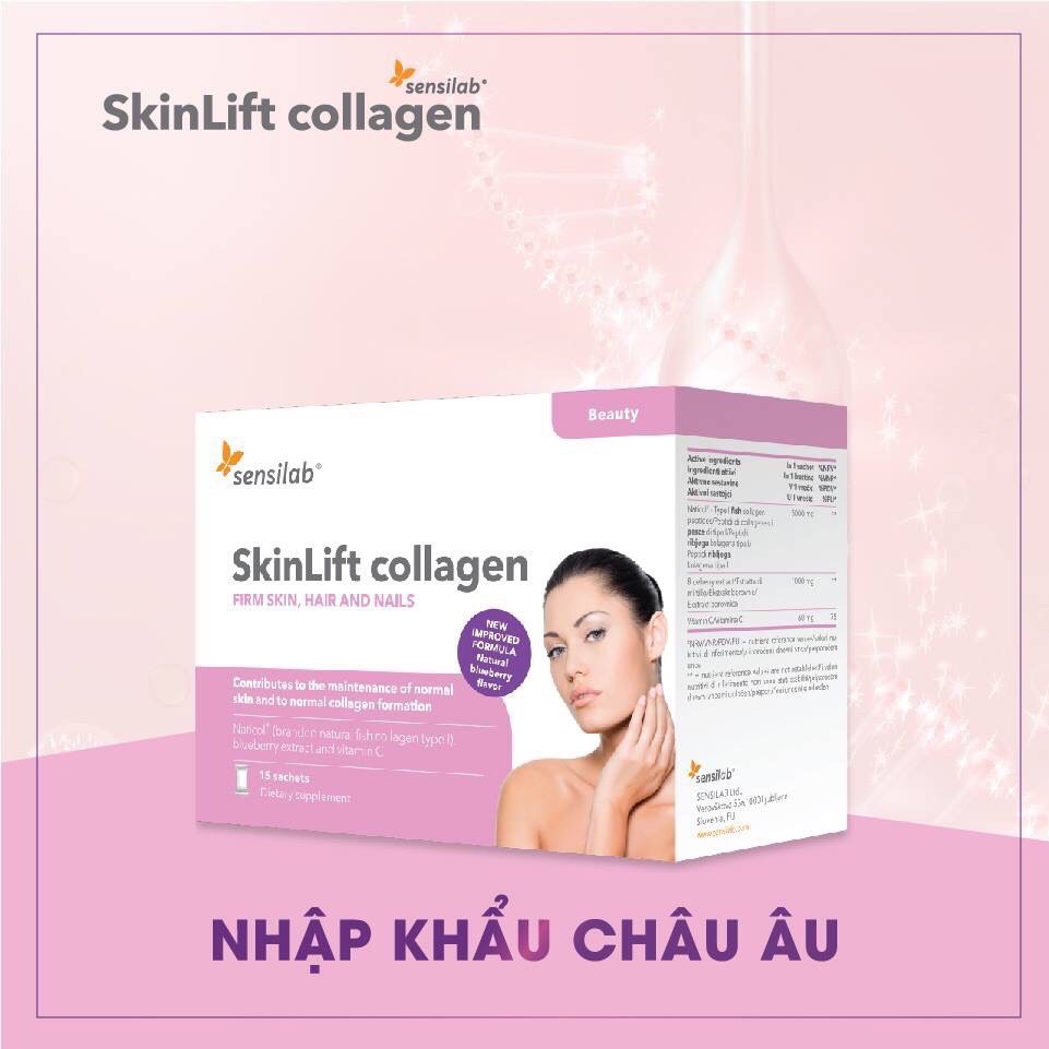 Skinlift Collagen bổ sung lượng Collagen cần thiết cho cơ thể. Hỗ trợ làm chậm quá trình lão hóa da, cho làn da mịn màng