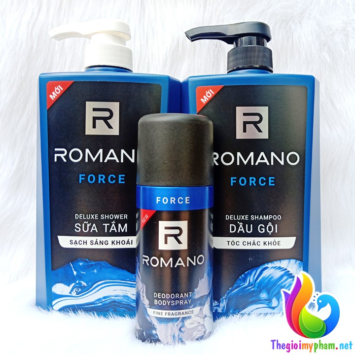 Combo Romano Force: Dầu Gội 650g + Sữa Tắm 650g + Xịt Khử Mùi Toàn thân 150ml