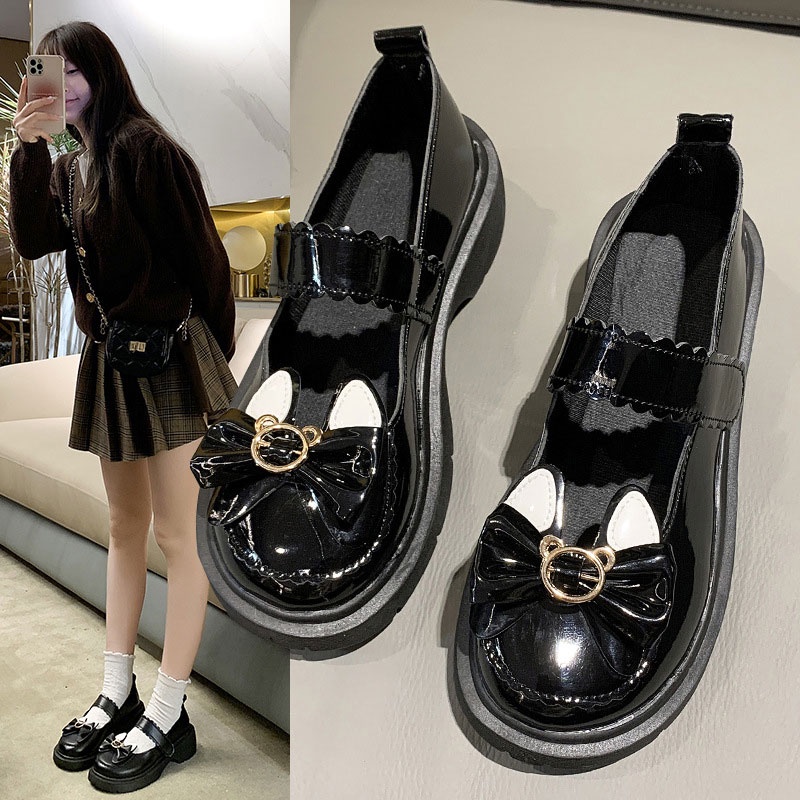 Giày Cao Gót Da Mềm Phong Cách Lolita Nhật Hàn Cho Nữ