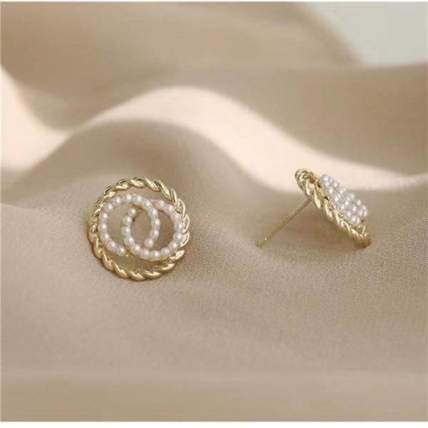 Bông Tai Mạ Bạc 2022 S925 Đính Ngọc Trai Tròn Thời Trang