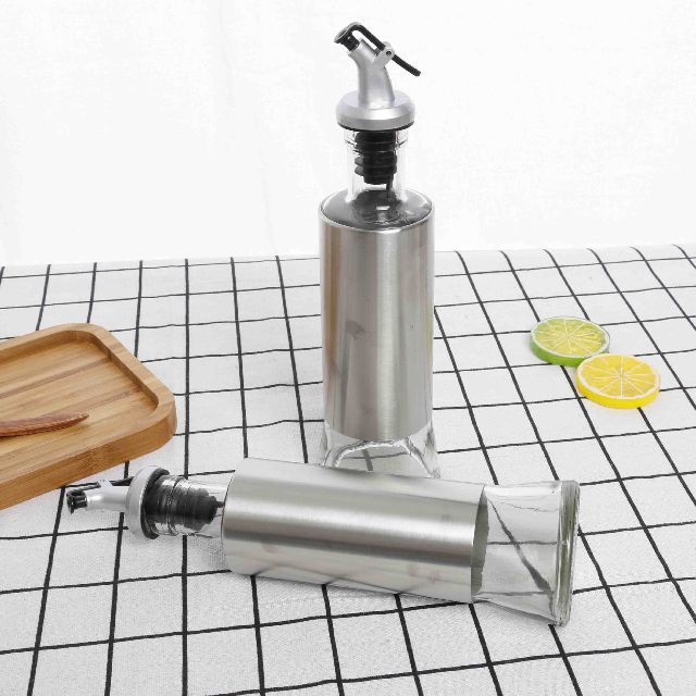 [Tặng phễu rót] Chai rót dầu ăn, nước tương thủy tinh bọc inox cao cấp | BigBuy360 - bigbuy360.vn