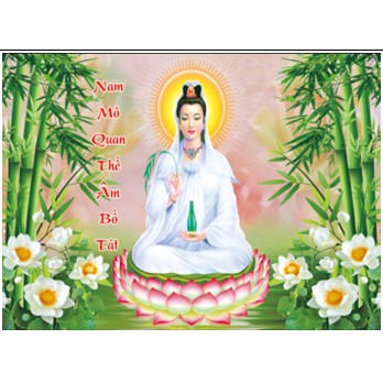 Tranh Đính Đá QUAN ÂM BỒ TÁT (ĐÁ ABC CAO CẤP). Kích Thước: 72cm x 50cm