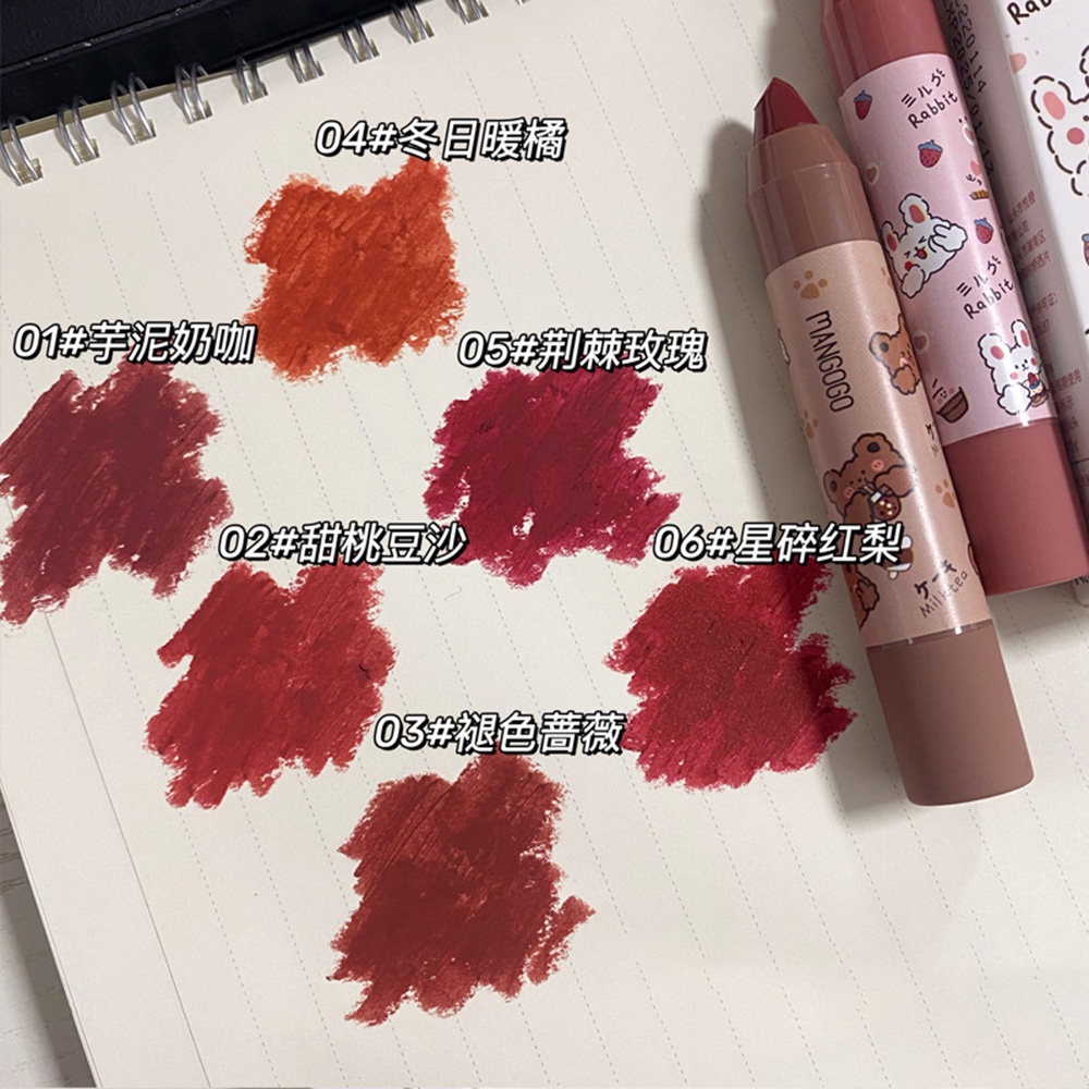 Son Môi Dạng Bút Hai Đầu Lâu Trôi Chống Thấm Nước Không Phai Màu Dễ Thương