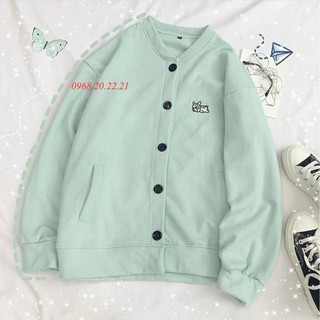 áo khoác nữ bomber vải da cá thêu hình cá tính