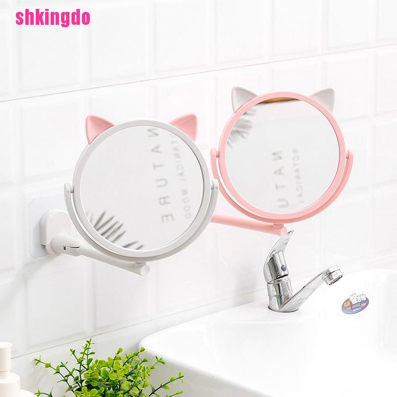 [Hàng mới về] Gương trang điểm gắn tường không cần khoan có thể gấp gọn tiện lợi