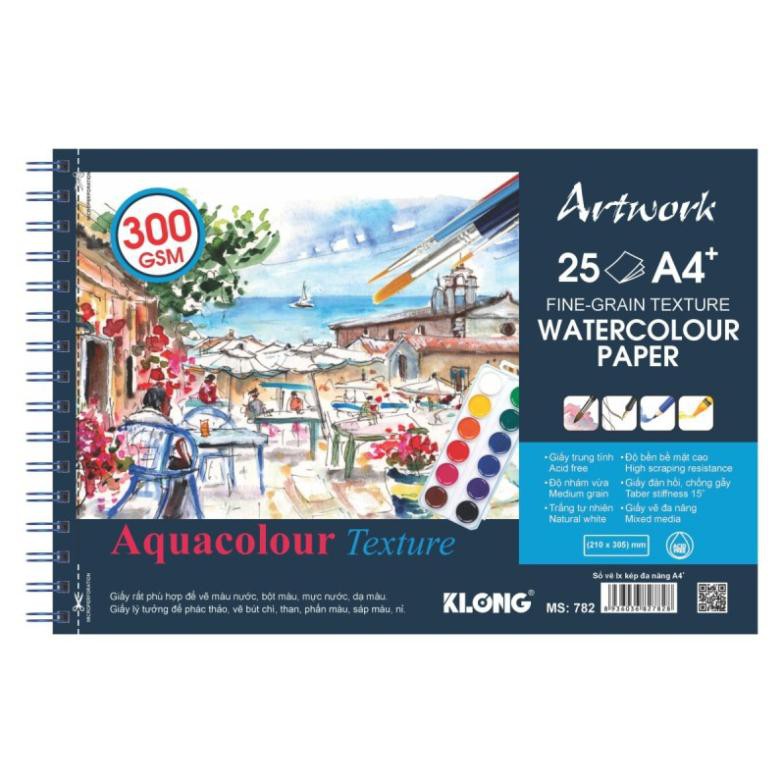 Sổ vẽ màu nước KLONG Artwork A4 - 300GSM - 25 tờ; MS: 782