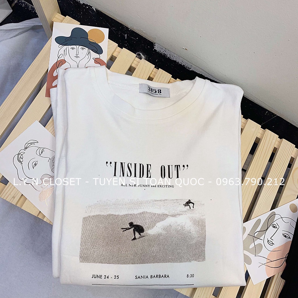 Áo thun 3158 dài tay INSIDE OUT dáng unisex form oversize hàng Quảng Châu Lyn Closet A115L
