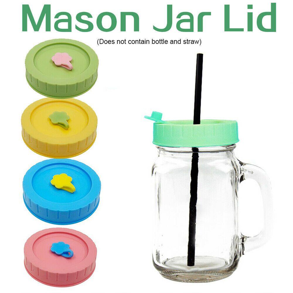 LEISURE Set 1 / 4 Nắp Đậy Hũ Đựng Thực Phẩm Bằng Nhựa Hình Mason Dễ Thương