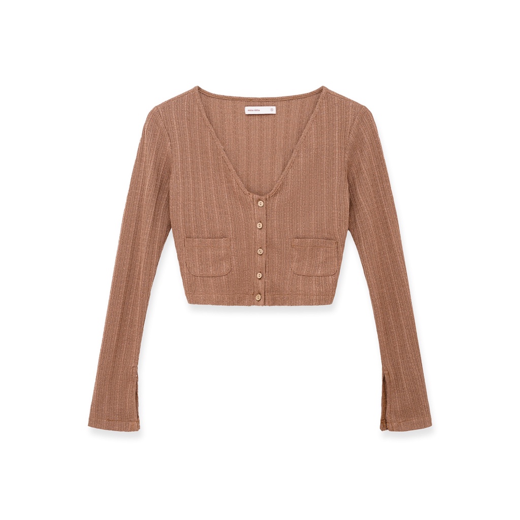 Áo Malibu cardigan len móc dài tay khuy trước co giãn Áo Malibu Cardigan Mia Ritta A2119