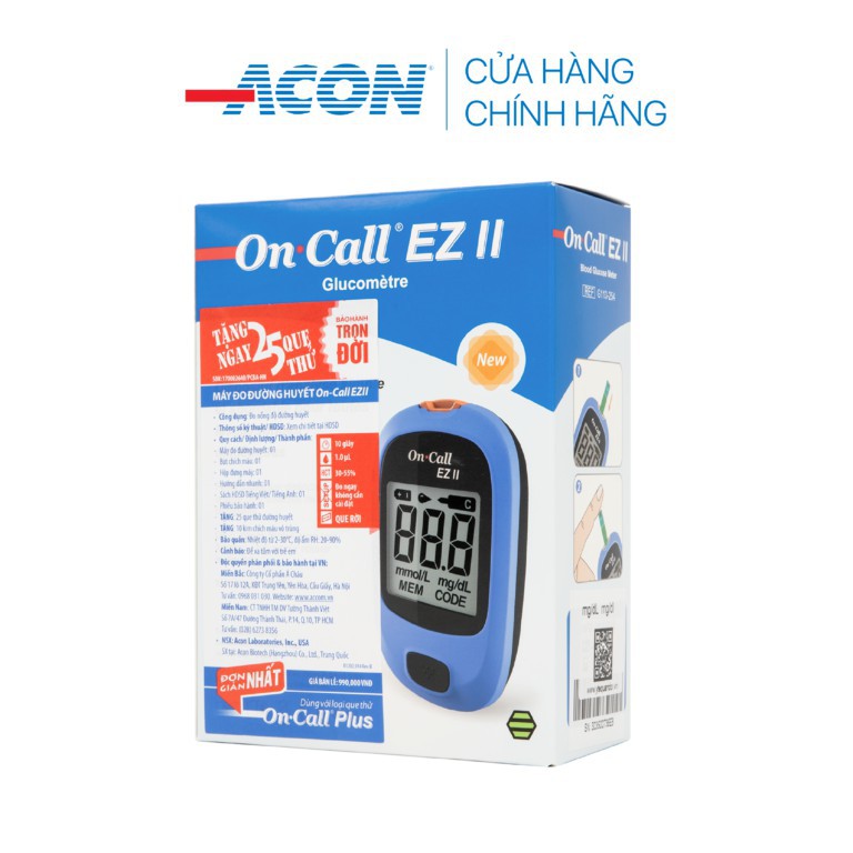 Máy đo đường huyết Acon On call EZ II tặng kèm 25 que thử