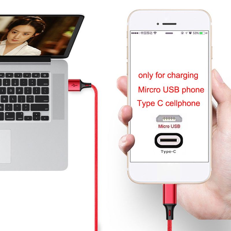 Dây Cáp Sạc Micro Usb Type C 2 Trong 1 Cho Điện Thoại Android / Máy Tính Bảng Samsung Oneplus Xiaomi Huawei Zte Sony Htc