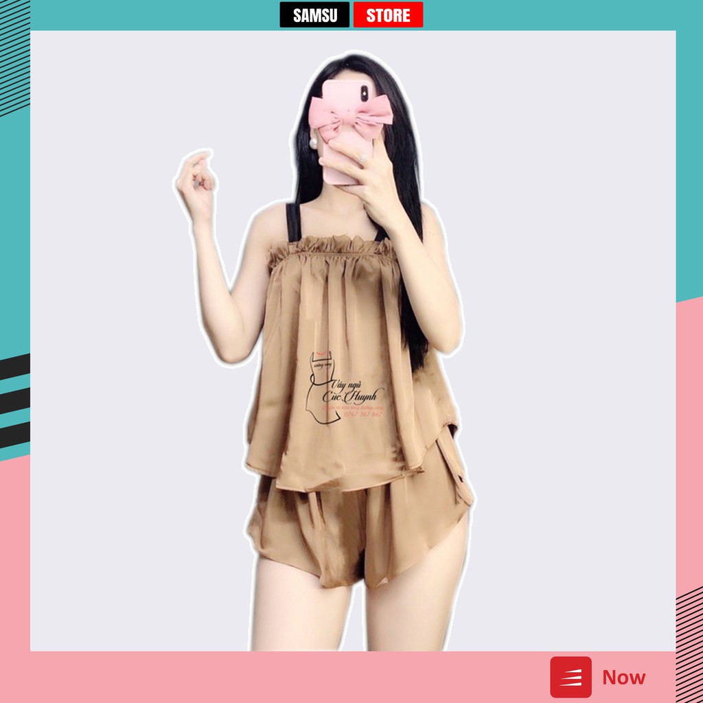 Đồ ngủ nữ sexy bigsize nữ phi lụa cao cấp 2 dây mặc nhà gợi cảm SAMSU FX02
