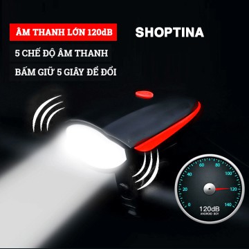 Đèn LED Xe Đạp Siêu Sáng + Còi ( Pin Sạc - Có Bảo Hành )