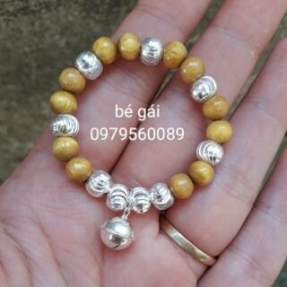 Vòng dâu tằm 9bi bạc và chuông
