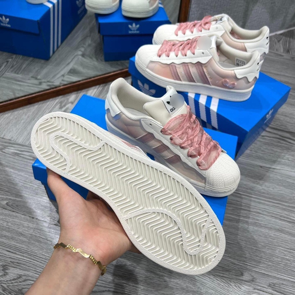 Giày thể thao das sò trắng,hồng hàng SC mẫu mới 2022, Giày Superstar Cloud White sò hồng, Sò Xanh Mũi Sò Bản đẹp
