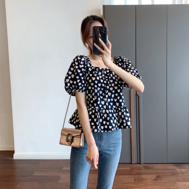 COZOK Áo Sơ Mi In Hình Trái Tim Cổ Điển Mỏng Đa Năng