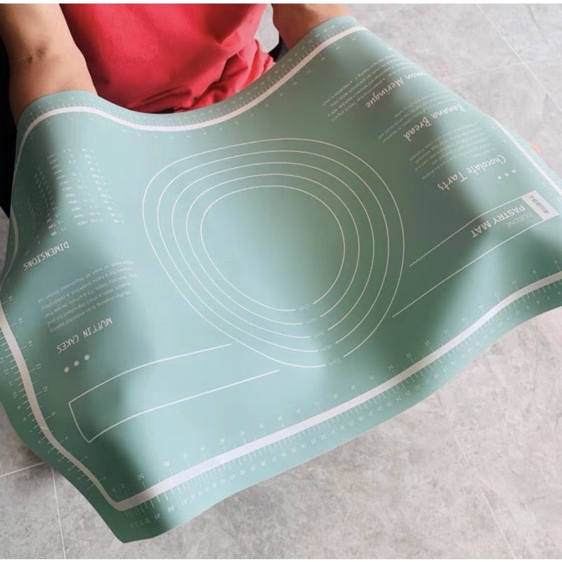 Thảm nhào bột sillicon chống dính kèm cây lăn bột silicon tiện dụng,  Dụng cụ cán bột làm bánh