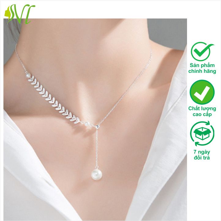 Dây chuyền titan nữ dài dễ thương lá lúa Người Đẹp Vì Lụa không đen không gỉ