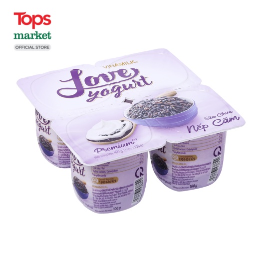 Lốc 4 Sữa Chua Vinamilk Love Yogurt Nếp Cẩm 100G