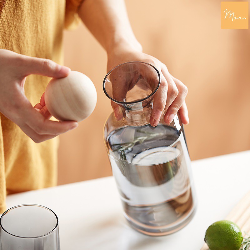 Bộ bình nước thủy tinh chịu nhiệt - 1.2L (4 màu)